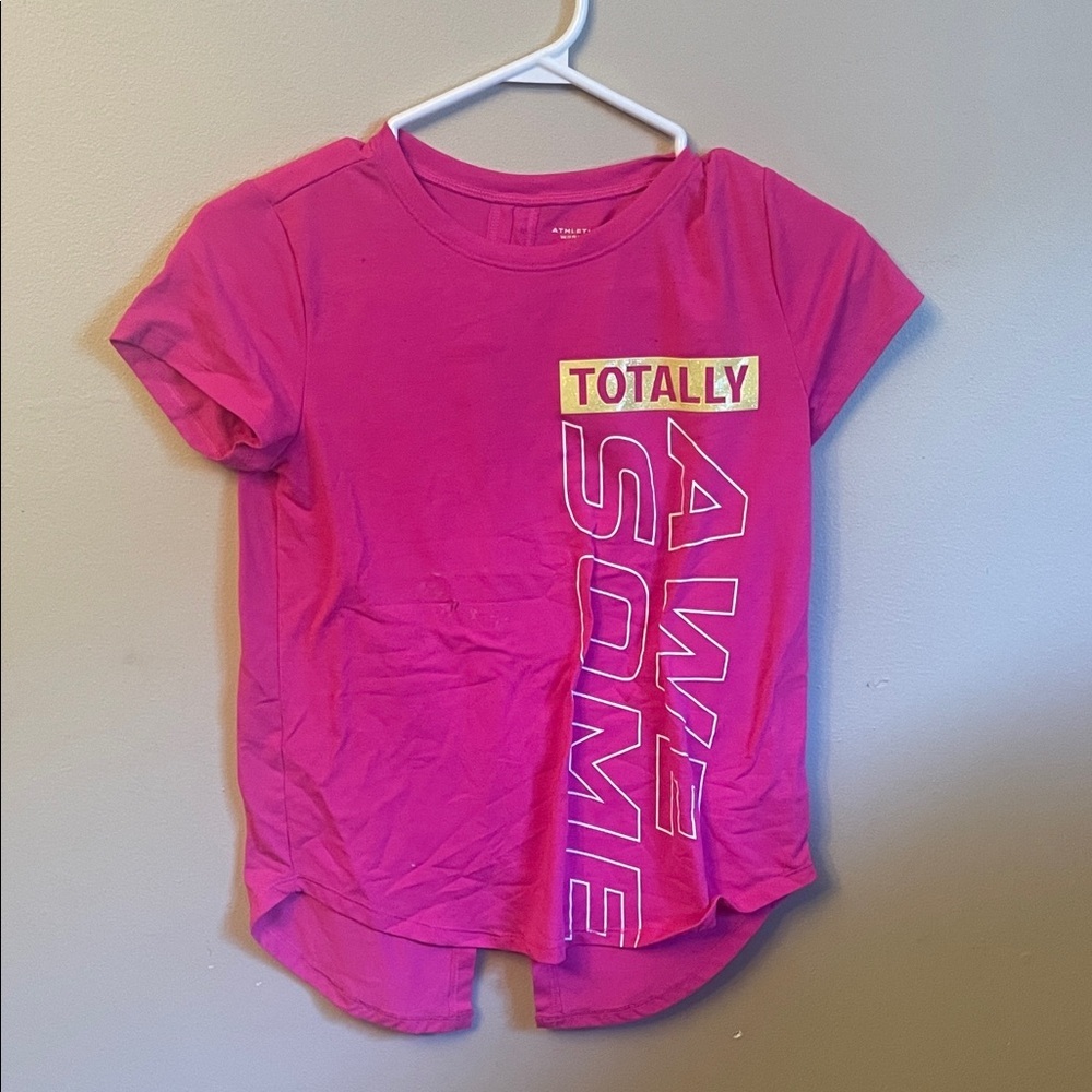 Athletic Works Pink 'Totally Awesome' Kids T-Shirt (Bin L)